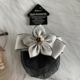 Kẹp búi nơ hoa đính đá - mẫu kẹp nơ đính đá - phụ kiện tóc đính đá - mẫu kẹp tóc đẹp