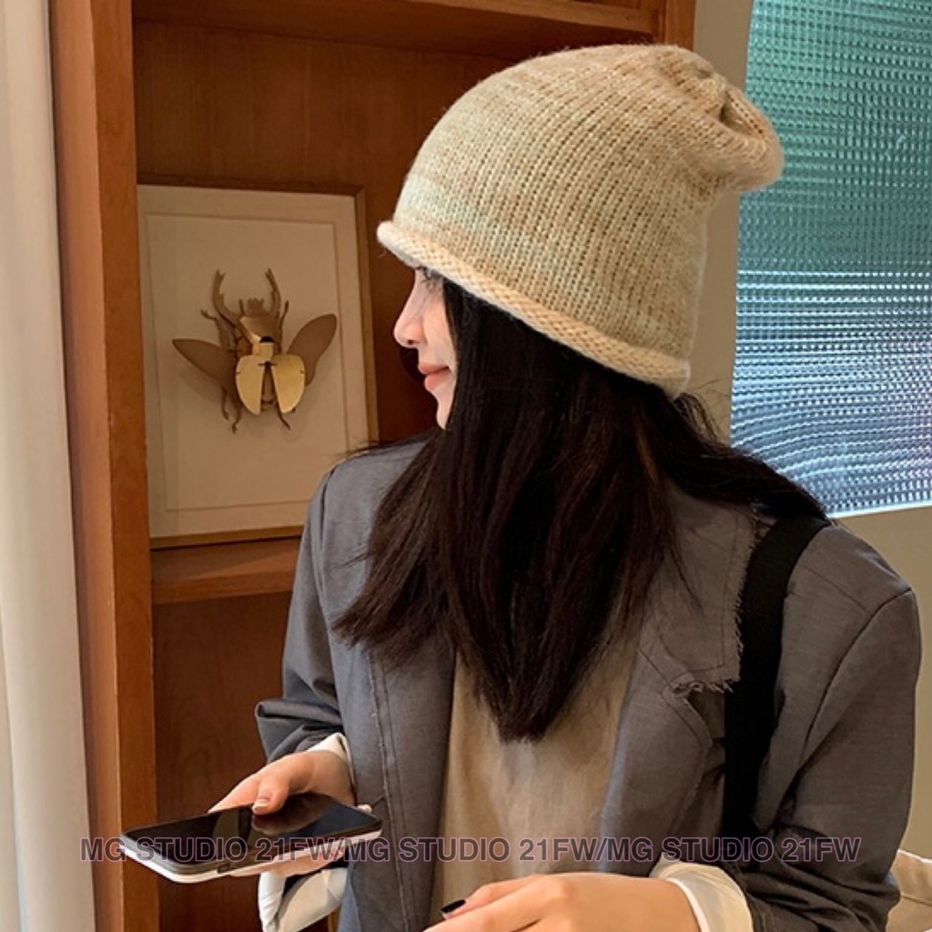 Mũ dệt kim MG STUDIO màu Gradient 6 màu tùy chọn