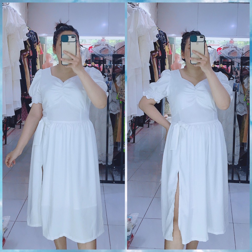 ĐẦM LỤA TRẮNG BIGSIZE XẼ ĐÙI 58-90KG | BigBuy360 - bigbuy360.vn