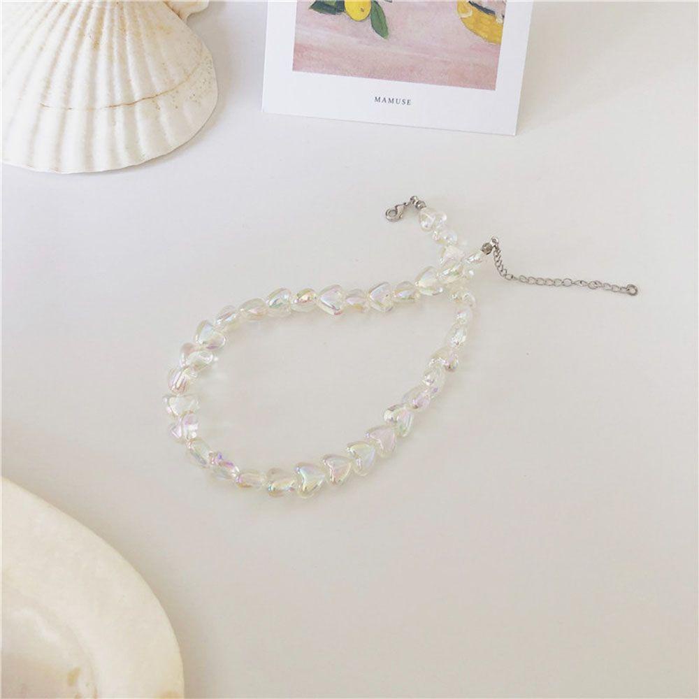 Dây Chuyền Mặt Trái Tim Trong Suốt Màu Gradient Phong Cách Vintage