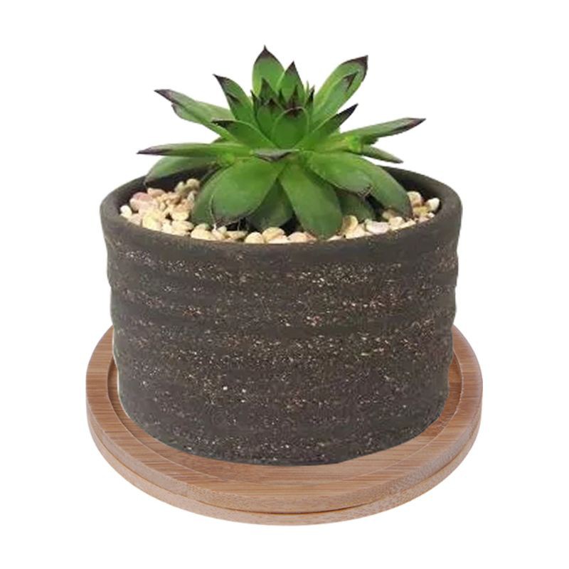 Đế đỡ chậu hoa bằng gỗ tre hình tròn mini trang trí nhà cửa/ ban công