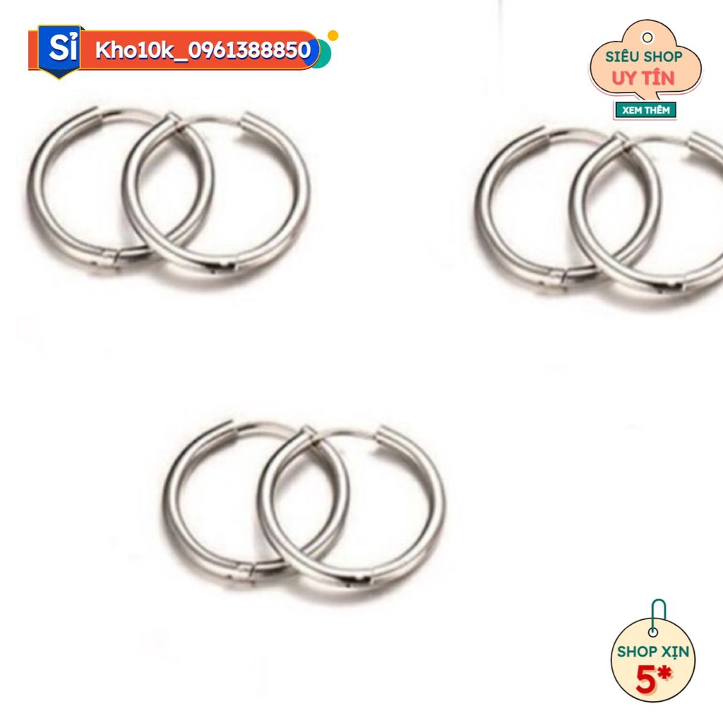 Sỉ 12 đôi khuyên tai tròn inox