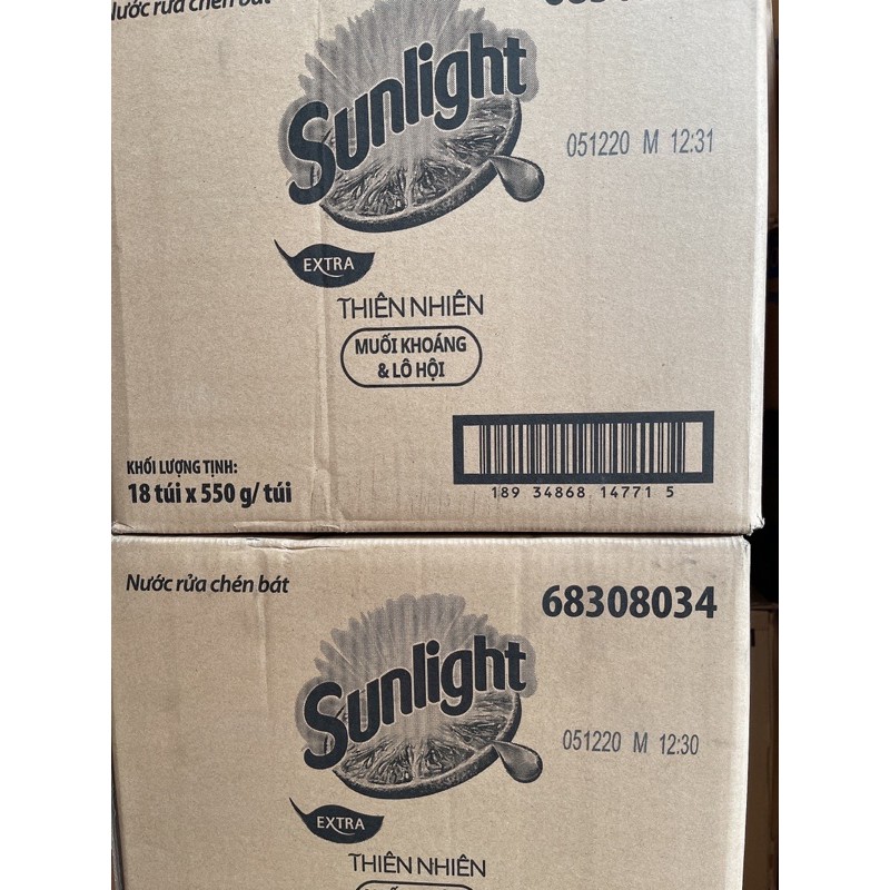 COMBO 3 túi Nước rửa chén túi sunlight thiên nhiên 550g