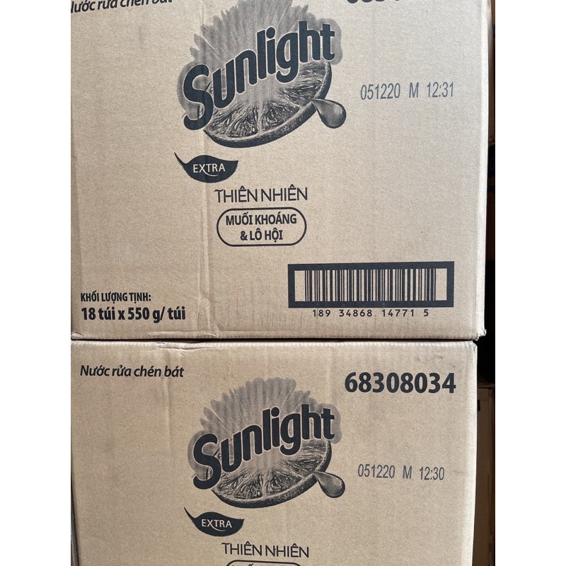 [SALE ]COMBO 3 túi Nước rửa chén túi sunlight thiên nhiên 550g( hàng khuyến mãi)