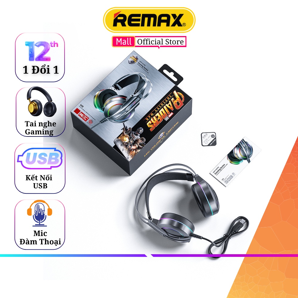 Tai nghe gaming chụp tai Remax máy tính chơi game có mic tích hợp đèn LED cho Pc / Ps4 Gameming có dây Gaming Headp
