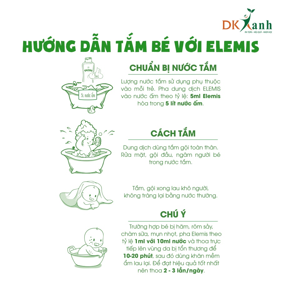 Combo 2 gói nước tắm thảo dược cho trẻ sơ sinh và trẻ nhỏ Elemis (10ml/gói)