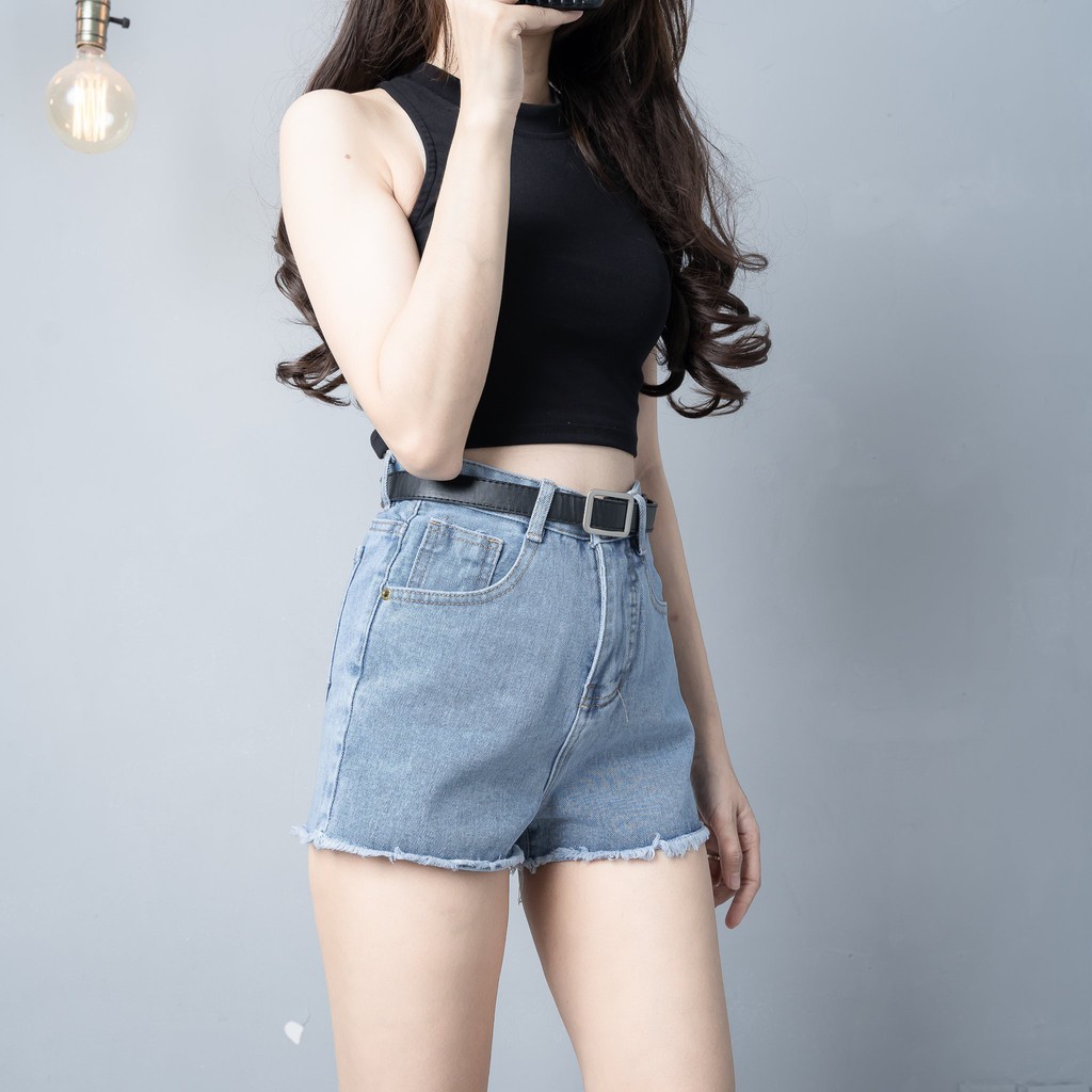 Quần Short Jeans Trơn Basic Nữ Chuẩn Ôm Body | BigBuy360 - bigbuy360.vn