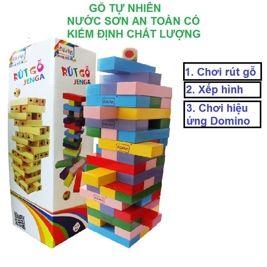 Đồ chơi rút gỗ edugames, bộ rút gỗ giải trì cùng bạn bè, các thành viên trong gia đình