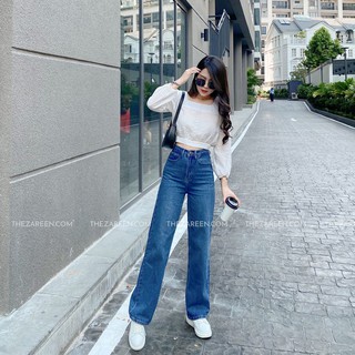 Quần jeans suông basic zareen jea112 xanh đậm
