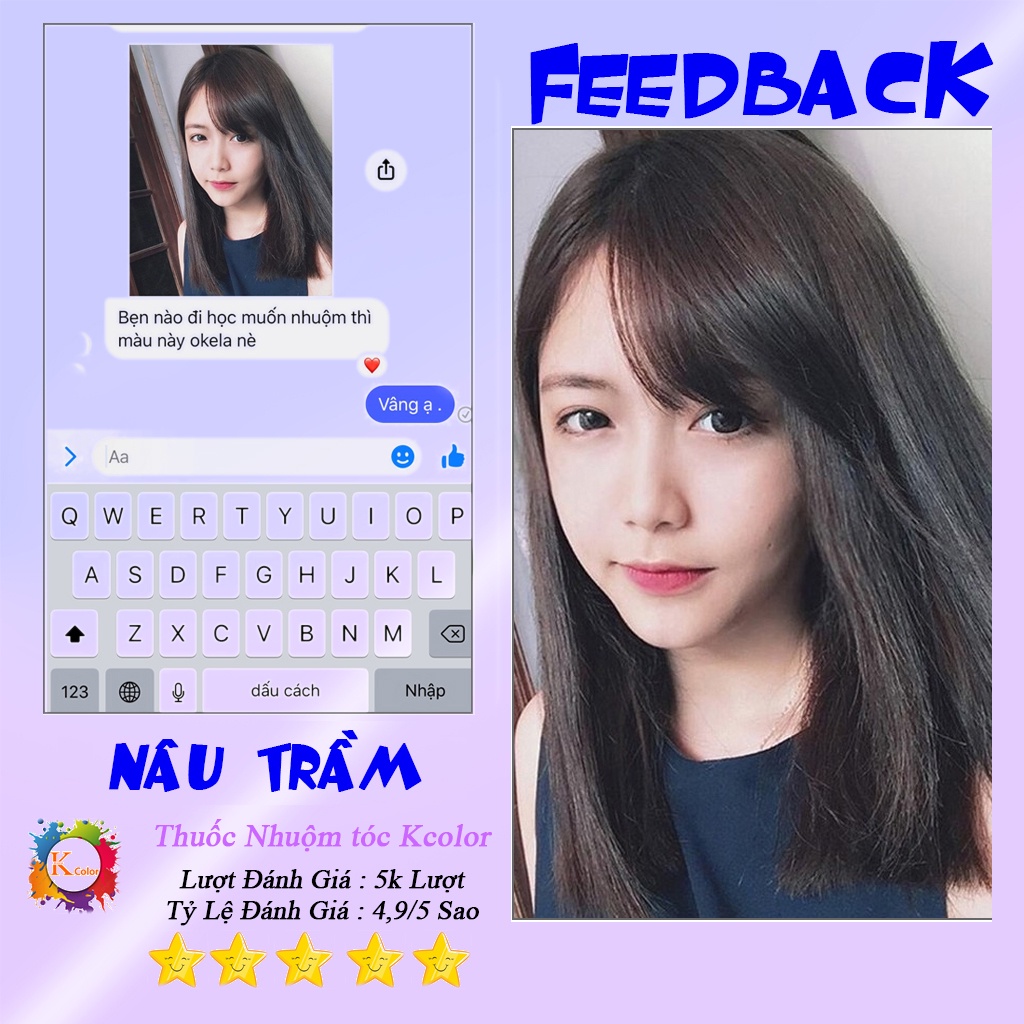 Thuốc nhuộm tóc Nâu Trầm không tẩy sử dụng tại nhà nhiều thảo dược giá rẻ kcolor