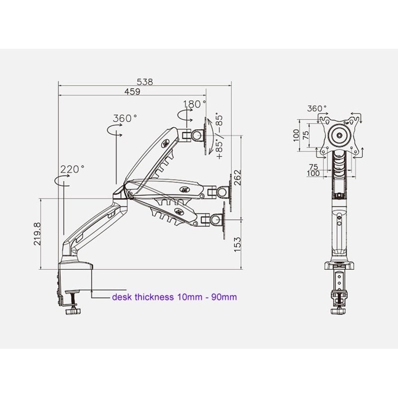 Giá treo màn hình máy tính F80 - Xoay 360 độ - Hàng nhập khẩu Bảo Hành 24 Tháng
