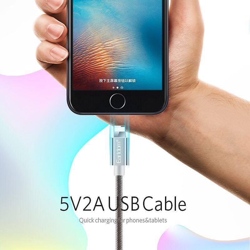 Cáp Sạc Earldom EC-011 3M Cho Điện Thoại IPhone Samsung Oppo Xiaomi Chân TypeC Micro USB iOS Siêu Bền Bọc Dù