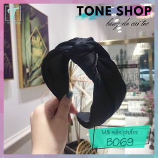 Băng đô cài tóc nữ tone shop bản to màu đen thắt nơ b069