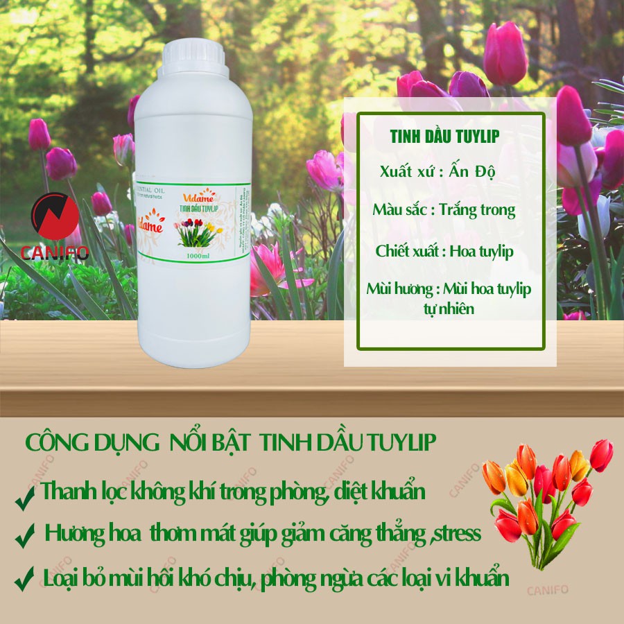 💥TÌM SỈ💥 Tinh dầu hoa tuylip 1 LÍT CANIFO thơm nhẹ ngọt ngào 🌿𝐅𝐑𝐄𝐄𝐒𝐇𝐈𝐏🌿 HÀNG CÔNG TY nhập khẩu ẤN ĐỘ có kiểm định COA