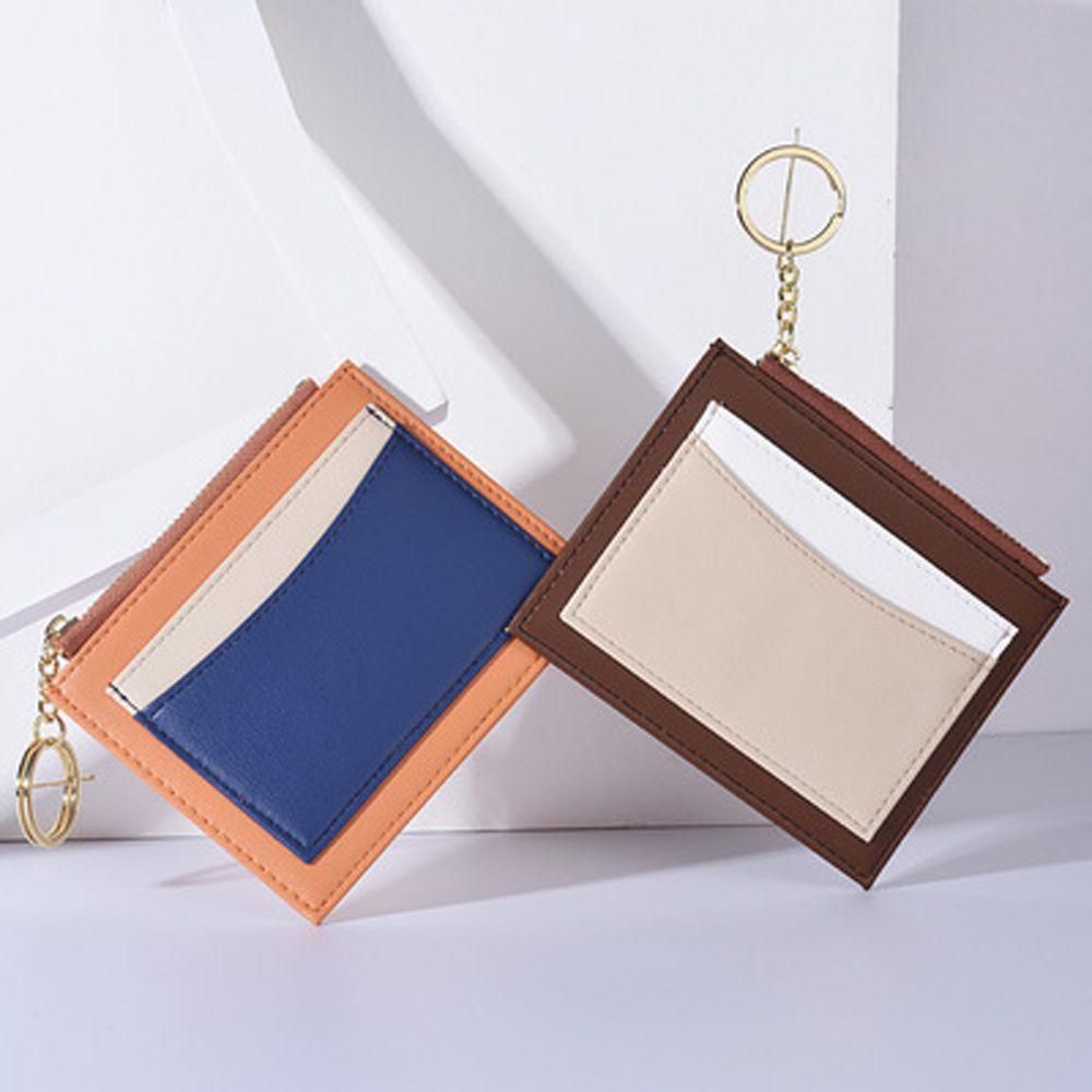 MXGOODS Ví Da PU Ngắn Đựng Thẻ Tín Dụng / Xe Buýt Phối Màu Có Khóa Kéo Thời Trang Cho Nam