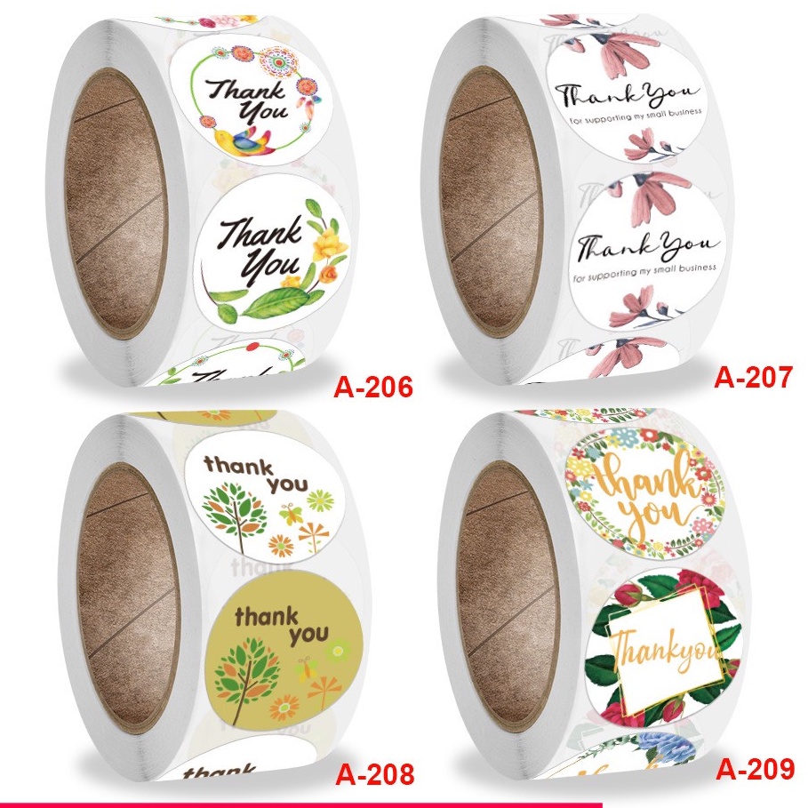 [Mẫu 16-&gt;40] Cuộn (500 tem) Sticker Thank You Dùng Để Trang Trí/ Quà Tặng/ Gói Hàng Tem Cám ơn - P2