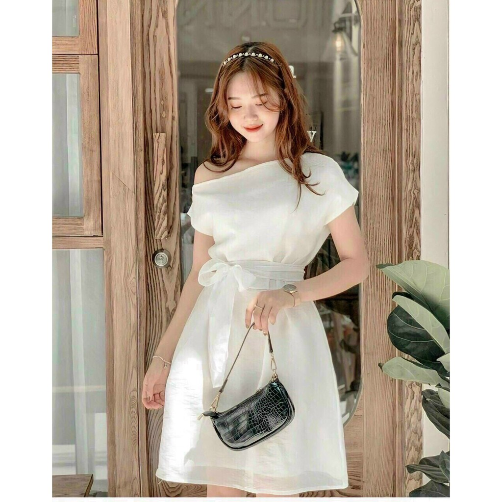 Đầm dự tiệc, dạo phố lệch vai nơ eo xinh xắn - Sunny Dress