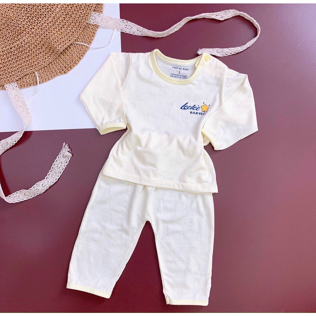 Bộ dài tay cổ tròn cho trẻ từ sơ sinh đến 9 tháng leelee babysuit , bộ thông hơi cho bé trai bé gái