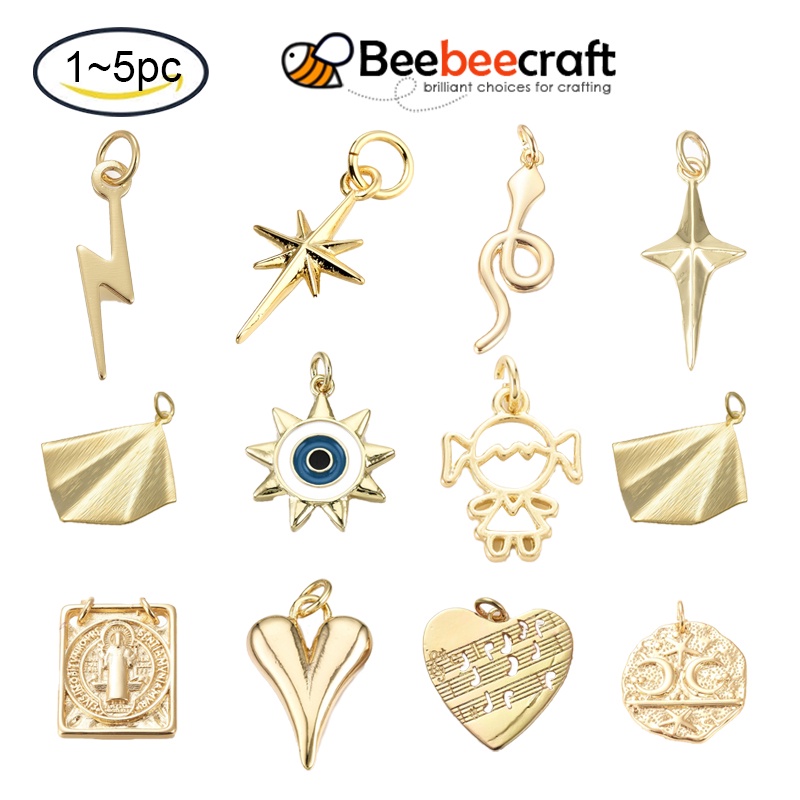 Set 1-5 Mặt Dây Chuyền Bằng Đồng Mạ Vàng 18K Nhiều Hình Dạng