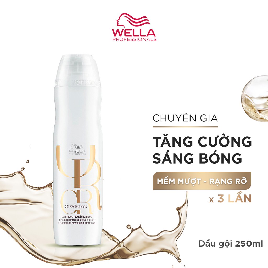 Combo Dầu gội và Tinh dầu Wella Oil Reflections Luminous cho tóc mảnh, Giúp tóc bóng mượt (Gội 250ml - Tinh Dầu 100ml)