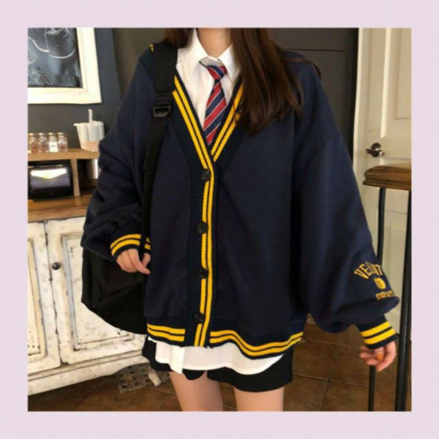 [FREESHIP ĐƠN TỪ 50K] Áo khoác cardigan chữ tay phối viền vàng HSU2811