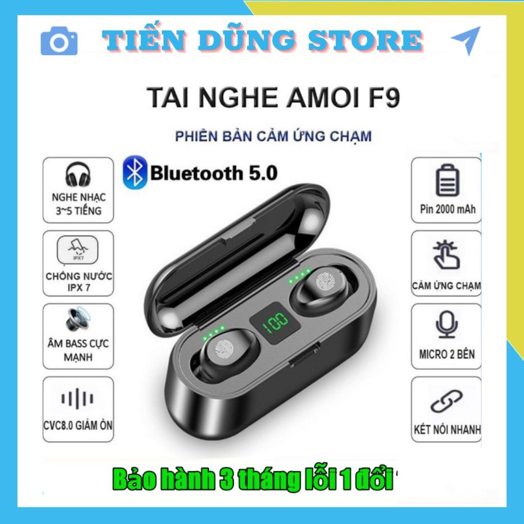 Tai Nghe ko dây Bluooth 5.0 AMOI F9 TWS Chuyên Gaming Dành Cho táo và Android-Phiên Bản Quốc Tế True Wireless