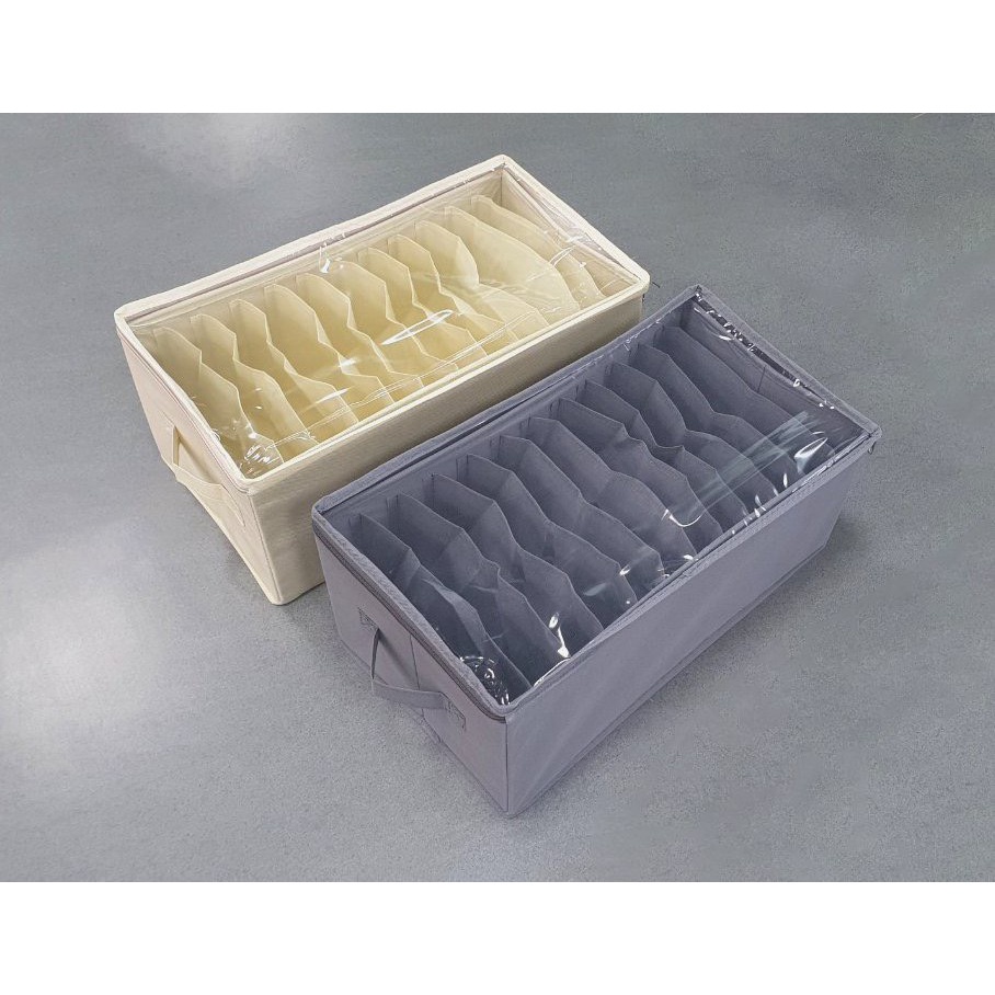 Hộp Vải Đựng Đồ Có Nắp Mặt Kính Chống Bụi Bẩn. Hộp Để Quần Áo, Khăn Tắm Chia Nhiều Ngăn Tiện Ích HD STORE