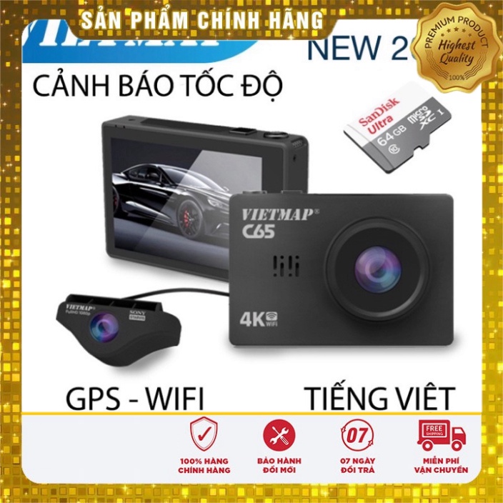 Camera hành trình VIETMAP C65 cho xe ô tô + thẻ nhớ 32/64GB Class 10