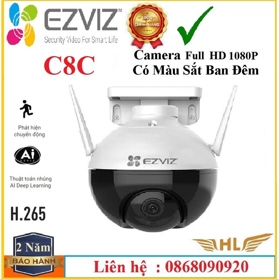 Camera IP Wifi Ezviz C4W Ngoài Trời Full HD 1080P Góc Rộng Đàm Thoại Hai Chiều  Báo động- Hàng Chính Hãng