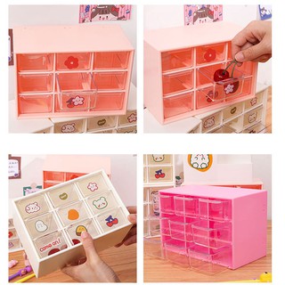 (CÓ SẴN) Hộp Vuông 9 Ngăn Đựng washi tape, mỹ phẩm , decor bàn học