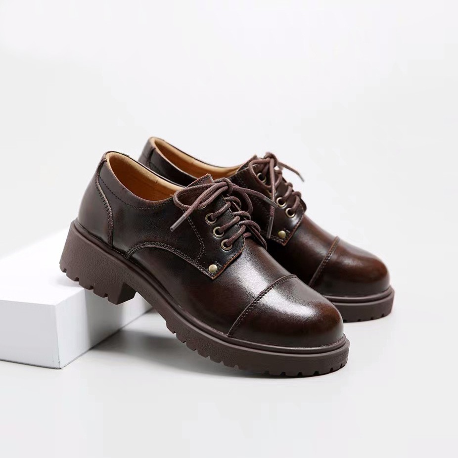 Giày da nữ vintage, Giày nữ da bò thật MZDL shoes - Derby shoes | BigBuy360 - bigbuy360.vn