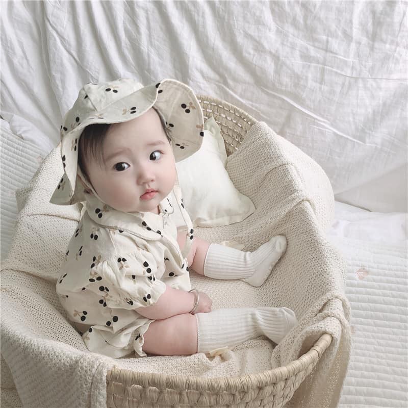 - Bộ body liền thân tay ngắn hoa nhí + Mũ cho bé gái ❣️ Mặc cực xinh, sang chảnh