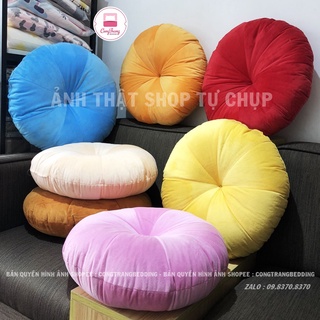 Đệm Ngồi Bệt Bí Ngô Hình Tròn Kiểu Dáng Sang Trọng, Bông Trắng Cực Êm ( 45cm x 45cm)
