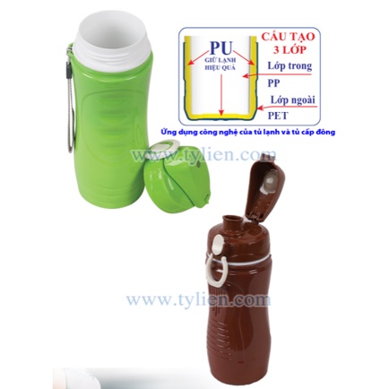 Bình giữ lạnh, giữ nhiệt; bình học sinh có quai xách, nắp bật nhựa Tý Liên