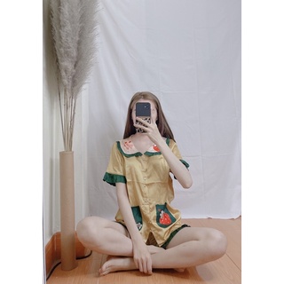 Bộ Pijama Cộc, Set Đồ Bộ Lụa Latin Cộc Cao Cấp Chất Mát Lịm