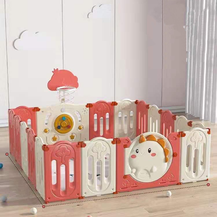 [XẢ KHO GIÁ SỐC - HÀNG MỚI] Bộ quây cũi nhựa cao cấp an toàn cho bé hình khủng long 9BABY màu đỏ