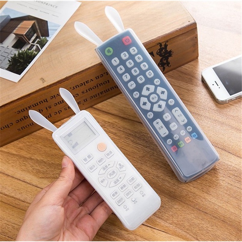 Vỏ bọc bộ điều khiển TV từ xa thiết kế hình tai thỏ dạ quang bằng silicone trong suốt chống bụi/ chống nước