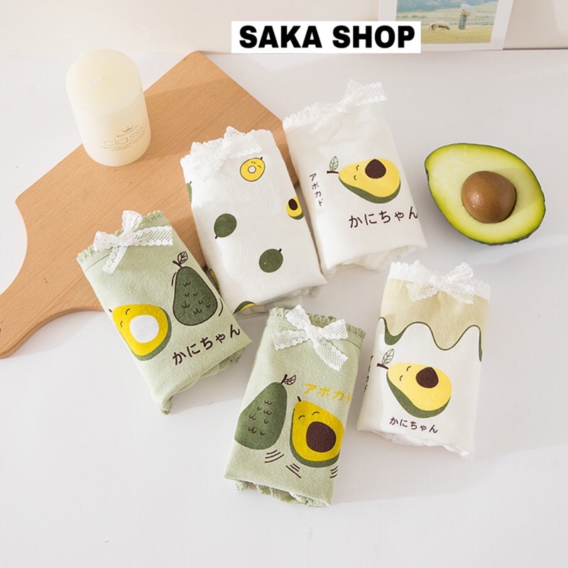 Quần lót nữ cotton hình trái bơ nhiều hoa văn