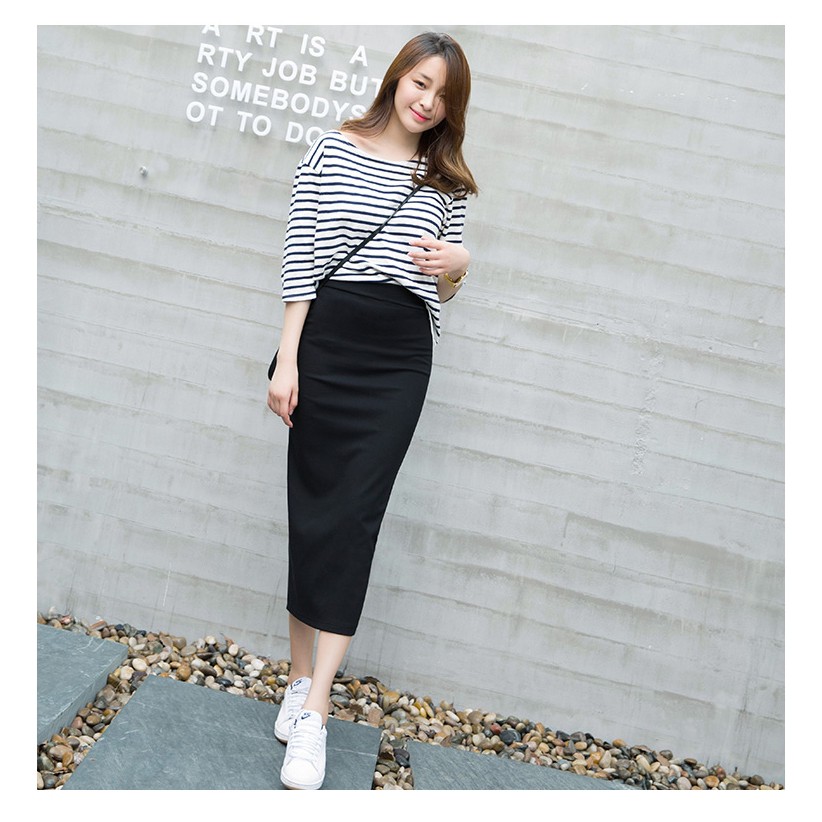 [Có sẵn] Chân Váy Ôm Chữ A Dáng Dài Lưng Cao Xẻ Tà Phong Cách Retro Hàn Quốc Dễ Phối Đồ Cực Xinh Dành Cho Nữ | BigBuy360 - bigbuy360.vn