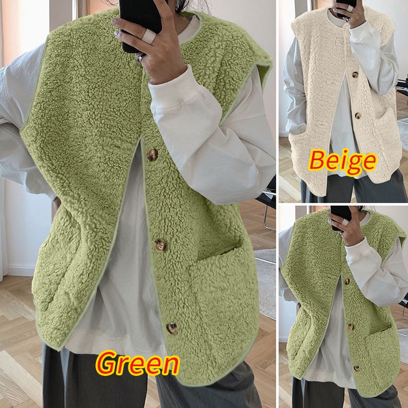 Áo khoác ZANZEA sát nách cổ tròn có hàng nút phía trước thiết kế đơn giản thời trang mùa đông cho nữ | BigBuy360 - bigbuy360.vn