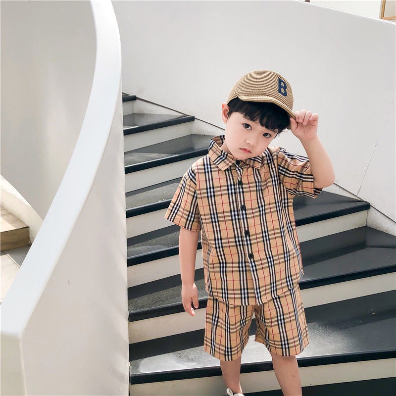 Set Áo Sơ Mi Ngắn Tay + Quần Short Thời Trang Hè Mới Cho Bé Trai