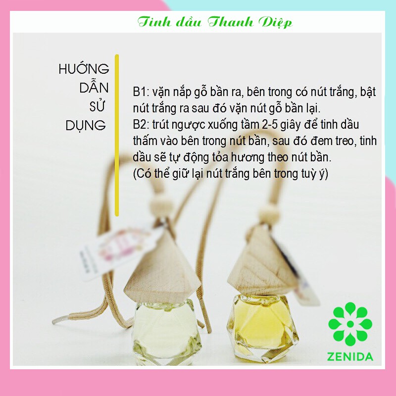 TINH DẦU TREO XE Ô TÔ BÌNH AN CHAI HÌNH KIM CƯƠNG NHỎ XINH/ DÂY TREO TINH DẦU NGUYÊN CHẤT