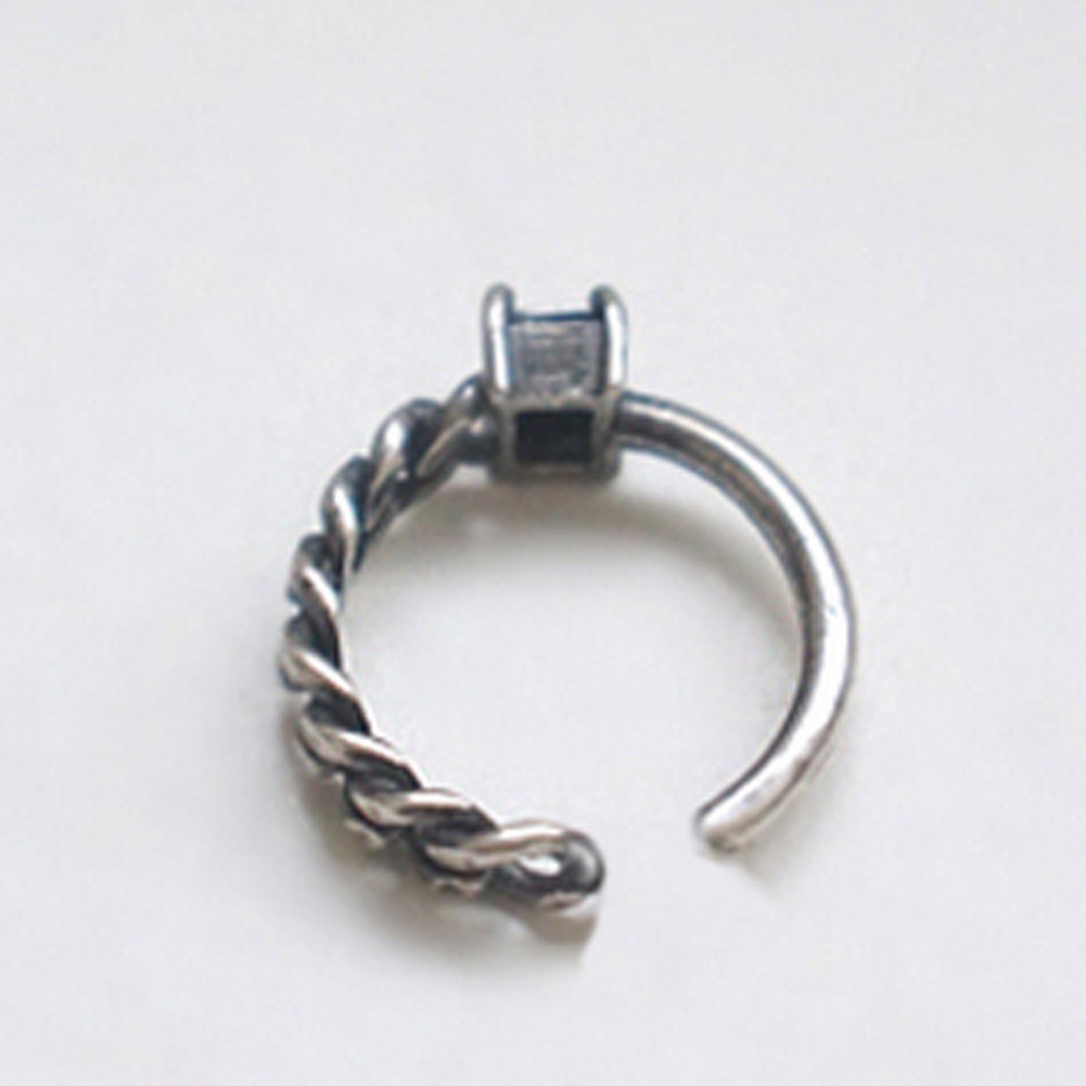 Nhẫn mạ bạc 925 đính đá mã não màu đen thời trang cá tính