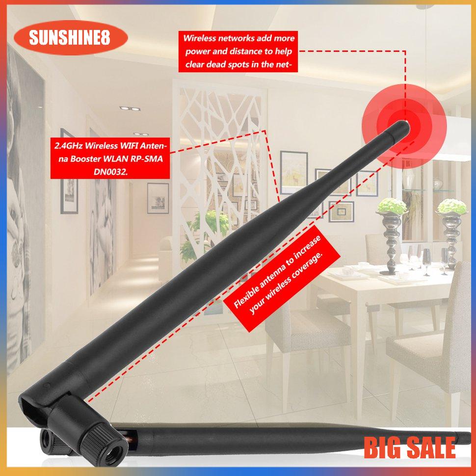 【SUN】[NEW]2.4GHz 7dBi Wireless WIFI Antenna Booster WLAN RP-SMA f PCI Card Modem Router