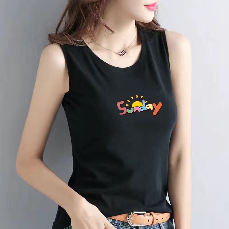 Áo thun 3 lỗ nữ sát nách vải cotton co giãn 4 chiều cao cấp in chữ SUNDAY-SALLY-SN117