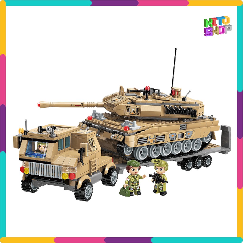 Bộ Đồ Chơi Xếp Hình Thông Minh Qman 22015 Xe Vận Chuyển Xe Tank Sấm Sét 829 Miêng Ghép Cho Trẻ Từ 6 Tuổi