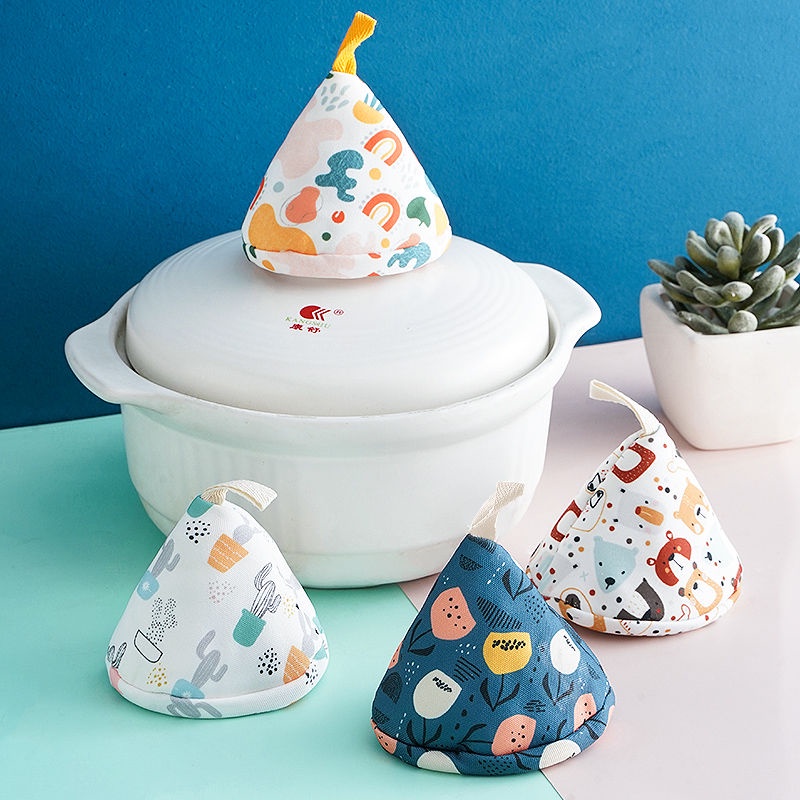 Hàng Mới Về Nắp Nồi Có Tay Cầm Hình Tam Giác Tráng Men Chống Bỏng Phong Cách Nhật Bản Dễ Thương