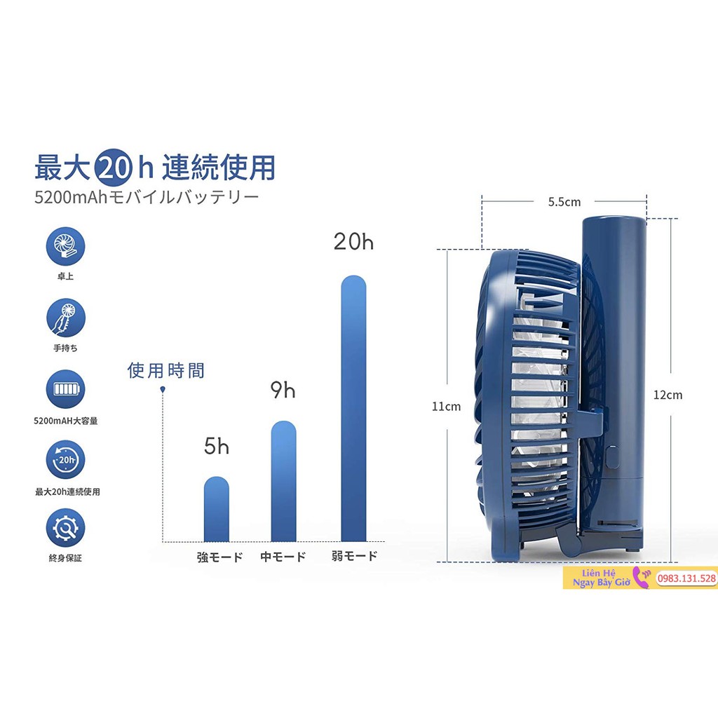 Quạt Điều Hòa Mini Cầm Tay Sạc Điện USB Nội Địa Nhật Thổi Bay Cái Nóng Ngày Hè