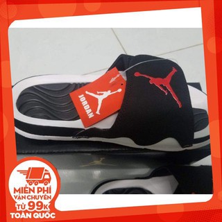 Dép Jordan 3 đen trắng logo đỏ - Free Ship HCM