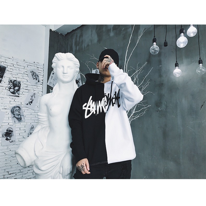 Áo hoodie nam nữ 4YOUNG phối 2 màu ấn tương | BigBuy360 - bigbuy360.vn